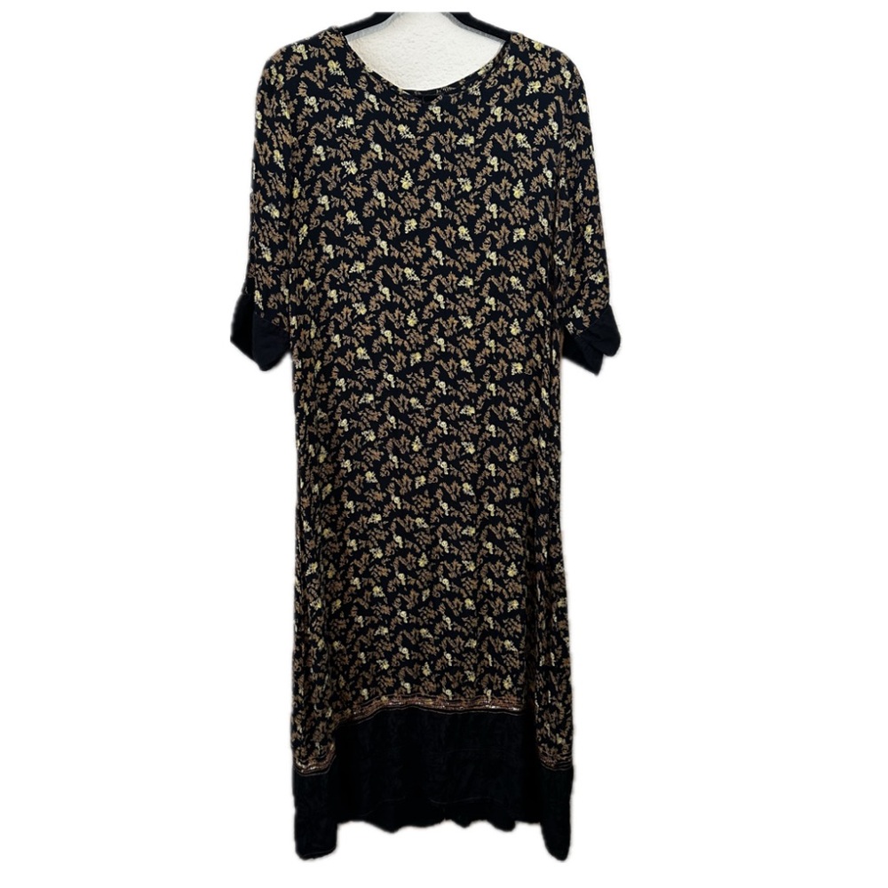 April Cornell Black floral maxi dress
